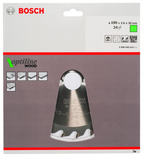 Bosch Kreissägeblatt Optiline Wood 190x30mm Z24