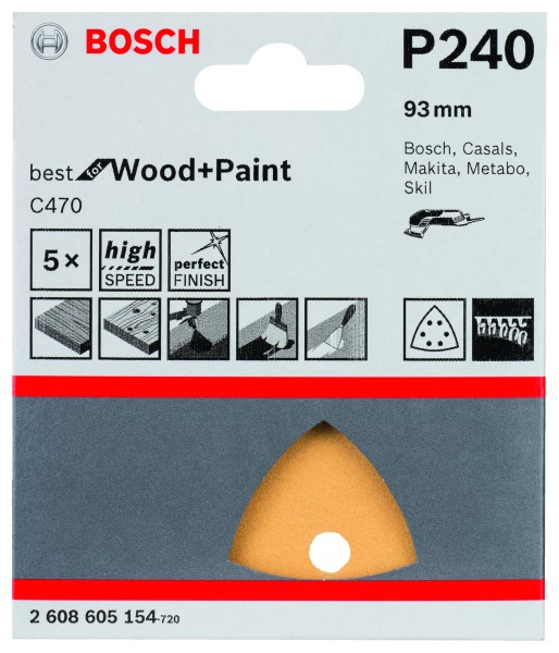 Bosch Schleifpapier 93mm K240 C470 Wood & Paint 5er Pack